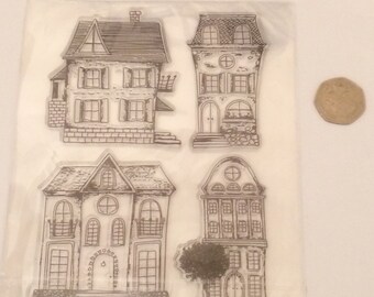 House stamps set x 4 stamps