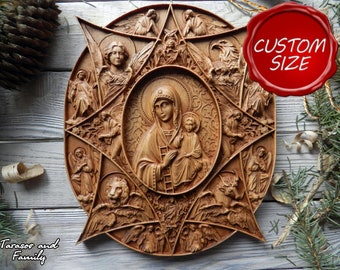 Religious gifts Catholic wall wood Virgin Mary decorative Orthodox decor Christian hanging Russian carving Our Lady icon wall decor art gift