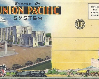 Vintage 1930s Postcard Packet - Union Pacific Railroad System, Overland Route to the Scenic West