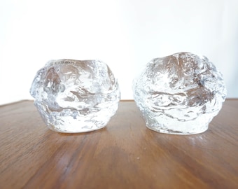 Set of two Vintage Large Kosta Boda Snowball Candle Holders- Ann Warff