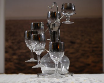 Mid-Century Vitreon Queen's Lusterware Spiral Decanter Set