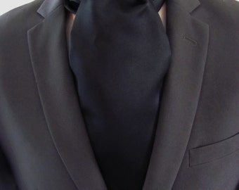 Mens Ascot Black Formal Self Tie Mens Formal Ascot