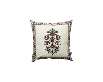 Hand block printed,100% cotton,Decorative cushion,Gulbahar collection,40cm x 40cm