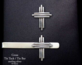 Cross Tie Tack or Cross Tie Bar / Tie Clip Sterling Silver
