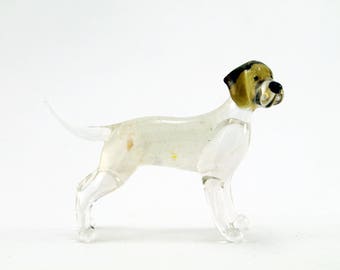 Color Glass Pointer Figurine.Dog Figurine Glass.Figure miniature.glass lampwork.glass dog sculpture.dog figurine.(e25)