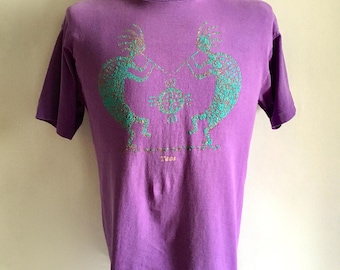 Vintage Men's 80's Taos, Purple T Shirt, Short Sleeve (M)