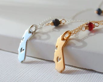 California Necklace. Birthstone Necklace. January Birthstone Necklace.