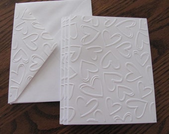 Hearts Embossed Cards, Custom Colors, Thank You cards, Note Cards, Blank Note cards, Handmade Cards, Embossed Card Set, Embossed Note cards