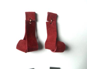 Red Suede Drop "Twirl" Earring