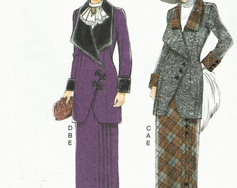 Retro 1912 Womens Jacket, Bib and Skirt Butterick Sewing Pattern B6108 Size 14 16 18 20 22 Bust 36 to 44 UnCut Downton Abbey