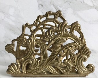 Ornate Brass Mail Holder / Napkin Holder