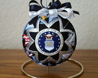 U.S. Air Force Ornament, Air Force Keepsake, Quilted Military Ornament