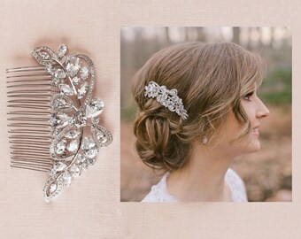 Large Bridal Comb, Crystal Wedding headpiece, Rose Gold, Yellow Gold, Wedding Headpiece, Large Linneah Hair Comb