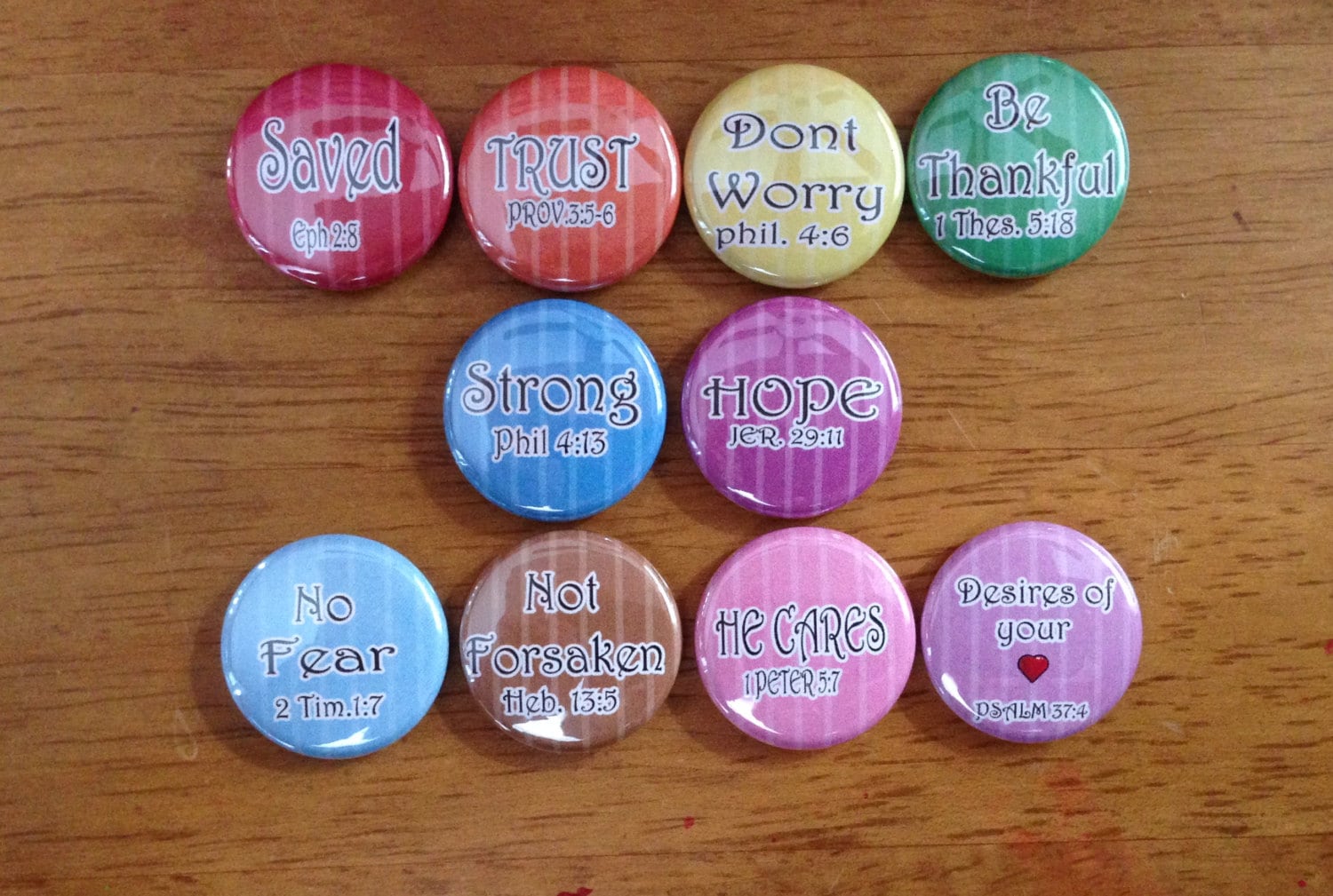 Scripture Buttons Pinback Buttons Set of 10 Christian Buttons