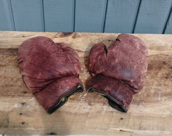 Vintage Boxing Gloves - Leather Boxing Gloves - Children's Boxing Gloves - Game Room - Vintage Sports