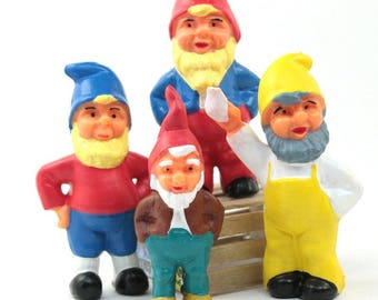 2.25" Dwarf Set - Set of 7 miniature dwarf gnome home dwarf figurine fairy garden diorama project craft hand painted dwarf - #149-0303s