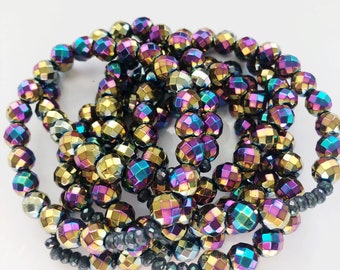 Rainbow Metallic Stack Bracelet