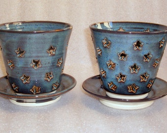 Pottery Orchid Flower Pot with Air Openings and a Drip Saucer - Make Your Orchid Happy!