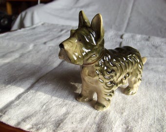 Terrier dog figurine, Vintage ceramics, 1950's made in Japan, 3 leaf clover mark
