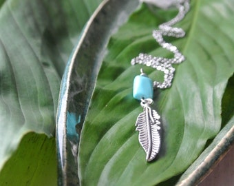 turquoise feather necklace
