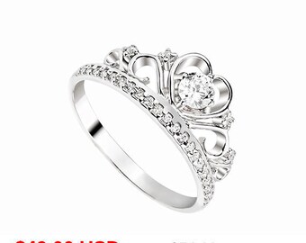 Tiara Ring Princess Crown Ring Princess Tiara Ring Princess Promise Ring for Her Crown Promise Ring Tiara Engagement Ring CZ Princess Ring