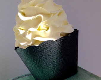 Black Pearl Cupcake Wrappers Textured Paper, standard and mini