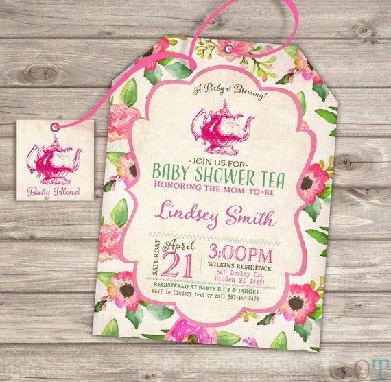 Tea Party Baby Shower Invitation Wording 5