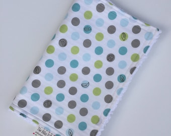 Baby Boy CHENILLE BURP CLOTH - - Blue and Gray - - Windy Day