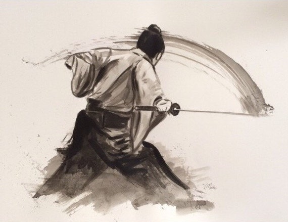 samurai ink art print