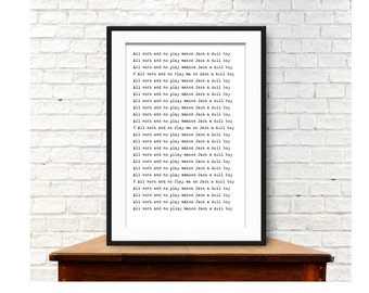 Printable THE SHINING 'all work and no play makes Jack a dull boy' | Home decor | Wall art | Instant download | The shining wall art |