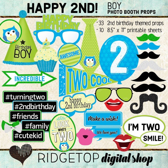 photo booth props happy 2nd birthday boy printable sheets party planner costs