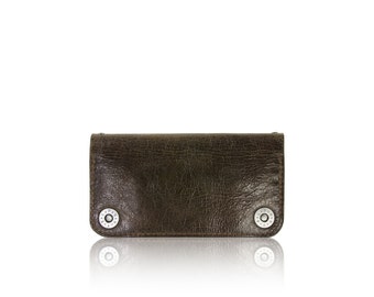 iPhone 6+, iPhone 7+, iPhone 8+ RETROMODERN aged leather wallet - - DARKBROWN