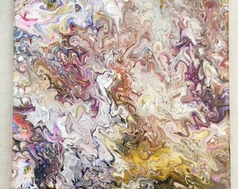 Fluid Art Acrylic Pour Abstract Painting 14 x 14 on Canvas