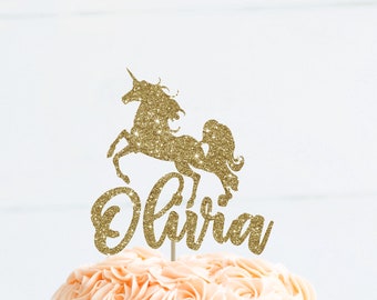 Unicorn cake topper unicorn birthday name cake topper unicorn theme party name topper first birthday gold cake topper unicorn party decor