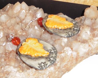 Earrings fall carnelian, women gift.