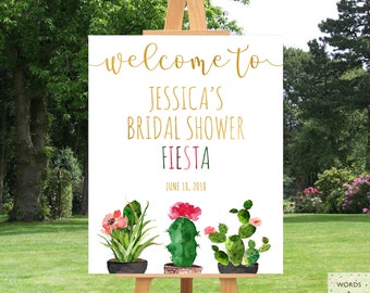 Bridal Shower Fiesta Decorations, Welcome Sign, Cactus Bridal Shower Decor, Bridal Shower Banner, Bridal Shower Printables, Ideas, Succulent