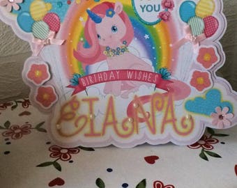 Unicorn birthday card, unicorn party, large birthday card, unicorn card, daughter birthday card, 1st, 5th, 3rd, 2nd, fairytale