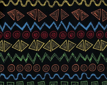 Bright Colored Shapes on Black Background- Urban Zoo Collection by Galaxy Fabrics