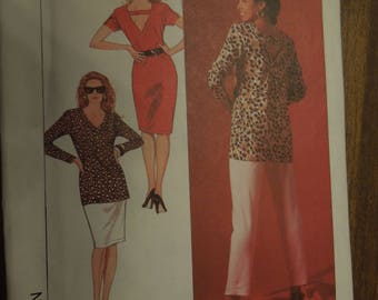Simplicity 9620, sizes petite thru X-L, stretch knits, pants, skirt, dress, tunic, UNCUT sewing pattern, craft supplies