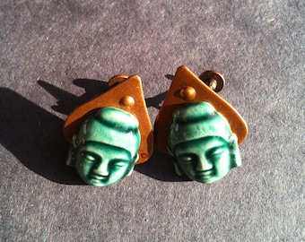 Copper and ceramic earrings