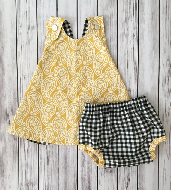 Yellow Baby Dress Checker Baby Dress Yellow Toddler Dress
