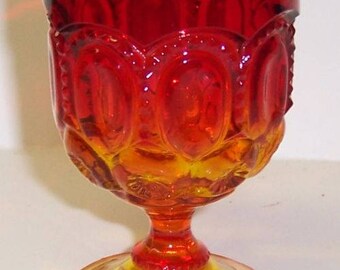 Smith Glass Red Amberina MOON and STARS 3 3/4 Inch Wine GOBLET
