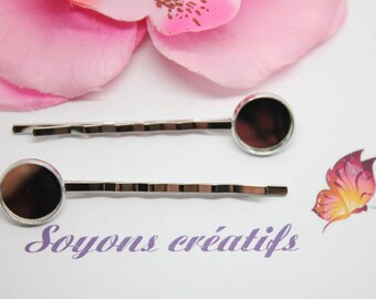 2 hair pins silver ring 12mm - SC74623 - hair clip