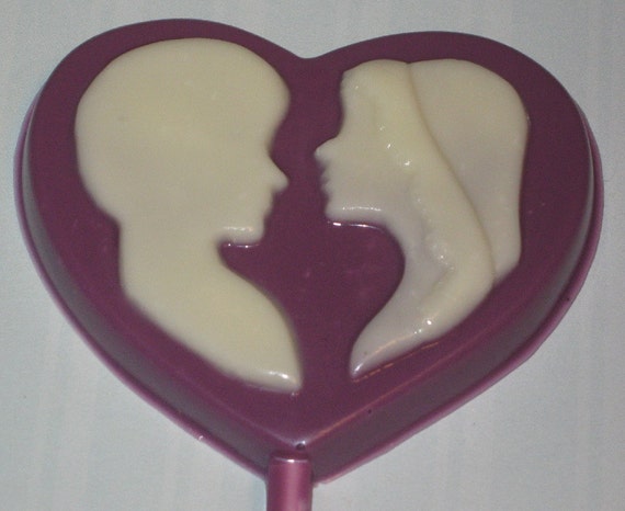 One dozen wedding love silhouette bride and groom boy and girl heart lollipop sucker party favors