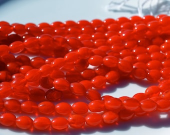 Vintage Tomato Red Rice Czech Glass Beads 25