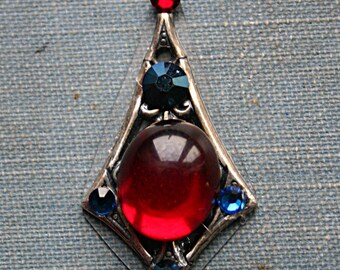 Super Power Reusable Bindi - ATS, Tribal Fusion, Belly Dance, Facial Jewelry, Forehead Adornment, Third Eye, Red, Blue, Rhinestone