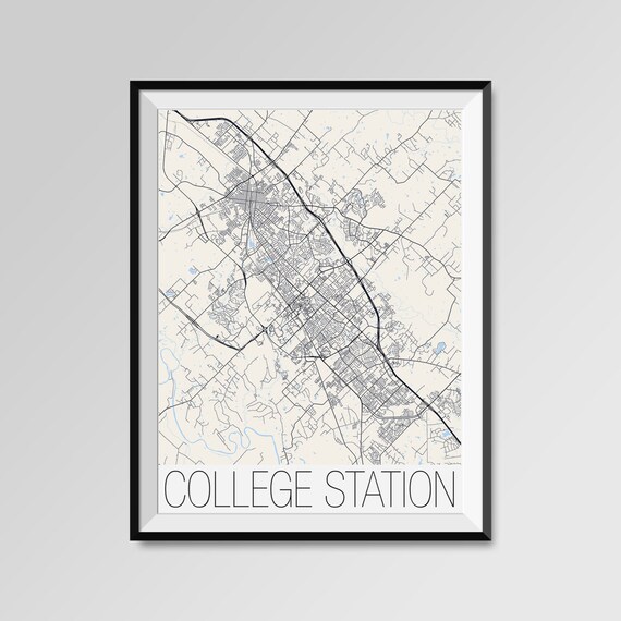 COLLEGE STATION Texas Map College Station City Map Print