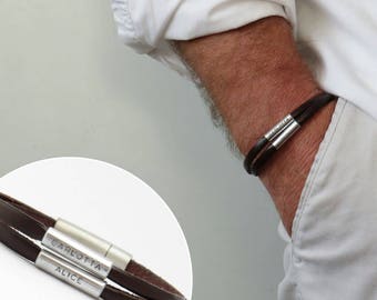 Personalized bracelet, Engraved bracelet, men's bracelet, Leather bracelet, Gift for father, Gift for men, Daddy gift, Bracelet for men