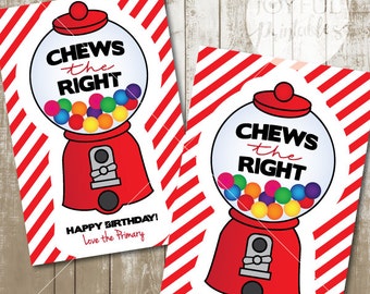 Chews the Right Tag. Choose the Right Tag. LDS Lesson or Birthday Handout and Tag. Printable File. 4" x 6".