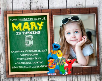 Sesame Street Invitation. Sesame Street Birthday Invitation. Sesame Street Photo Invitation. Sesame Street Party